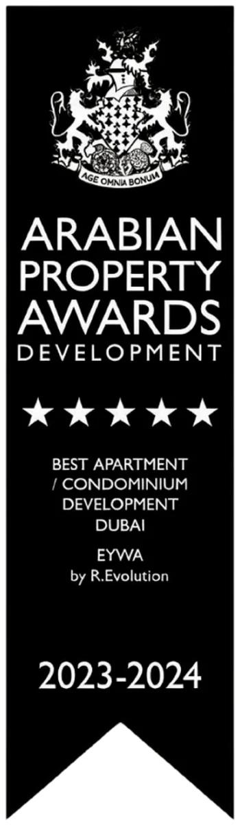 Arabian Property Awards · Five Star Best Apartment / Condominium Development Dubai 2023–2024 — EYWA award banner