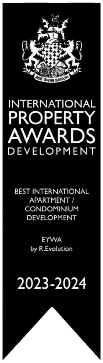 International Property Awards · Best International Apartment / Condominium Development 2023–2024 — EYWA award banner