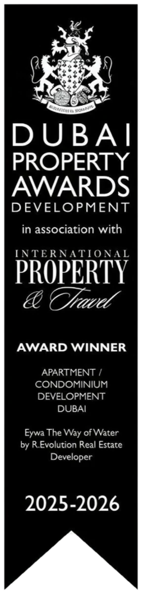 Dubai Property Awards · Award Winner, Apartment / Condominium Development Dubai 2025–2026 — EYWA award banner