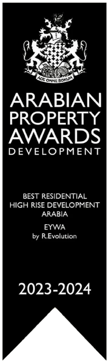 Arabian Property Awards · Best Residential High Rise Development Arabia 2023–2024 — EYWA award banner