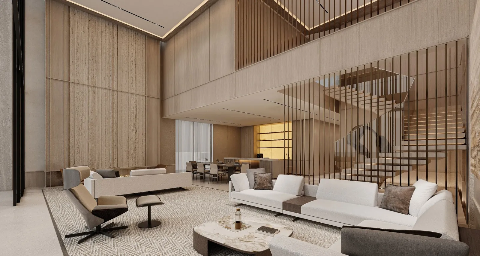 Duplex living room — Omoria developer rendering