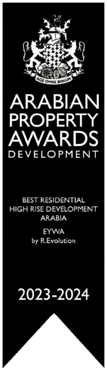 Arabian Property Awards · Best Residential High Rise Development Arabia 2023–2024 — EYWA award banner